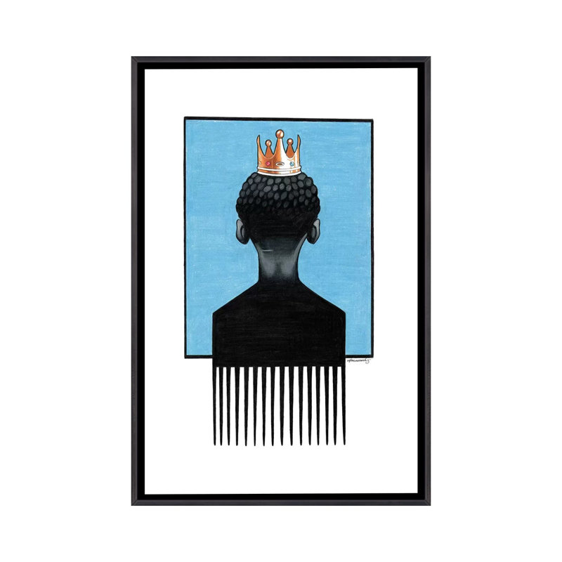 « Little Prince Afropick » par Manasseh Johnson-impression, Pas de tapis, Toile avec cadre noir patiné