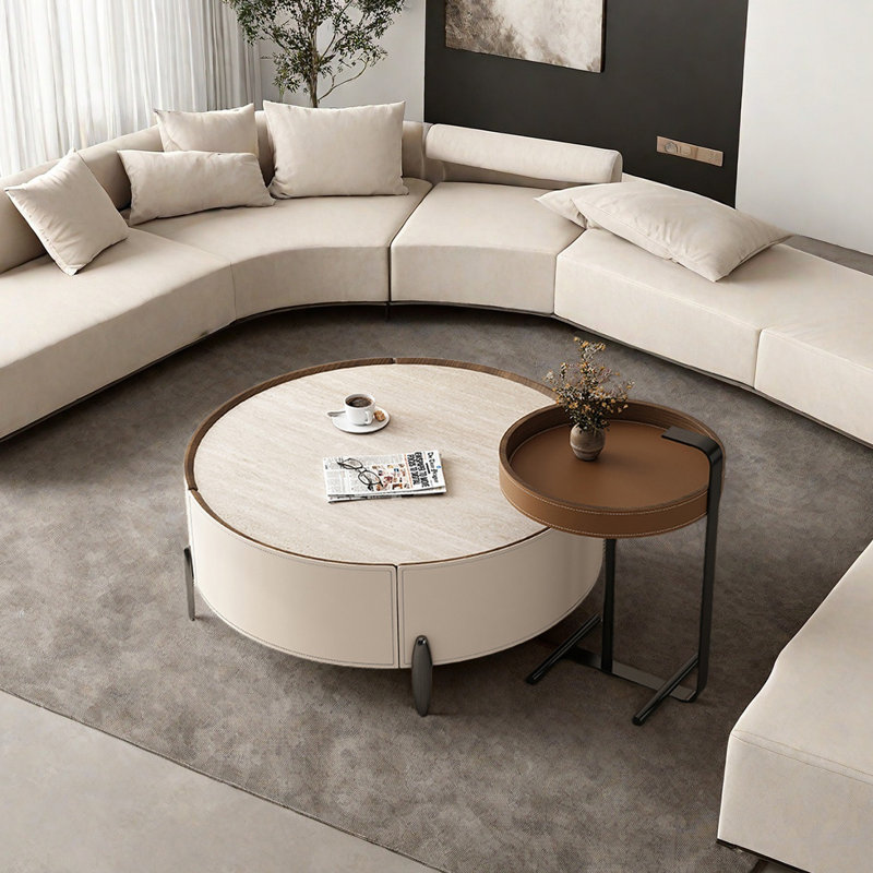 Demarest, H 14,2 po x L 35,4 po x l 35,4 po, Brown/Beige