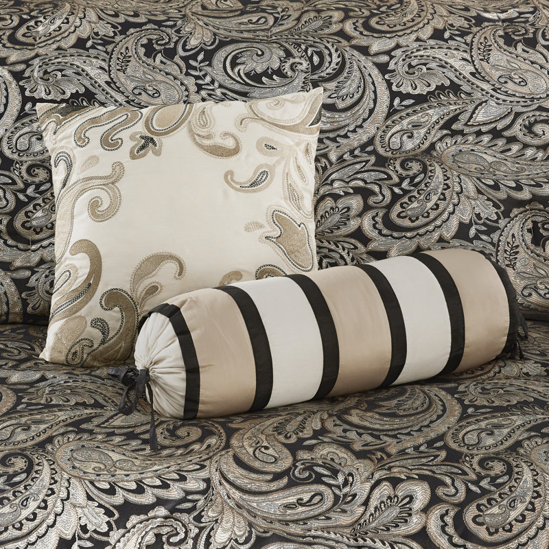 Polyester Jacquard Comforter 12 Piece Set, Queen Comforter + 11 Additional Pieces