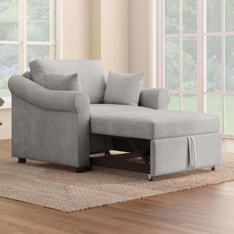 Fauteuil convertible en chenille avec dossier réglable, Gris