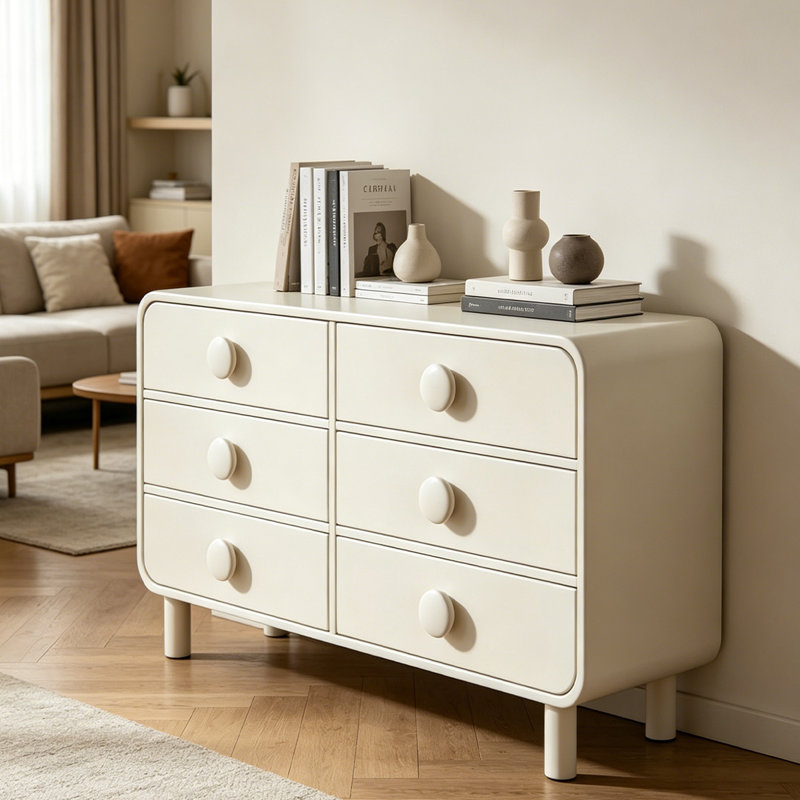 Armoire à six tiroirs de style italien peinte en blanc