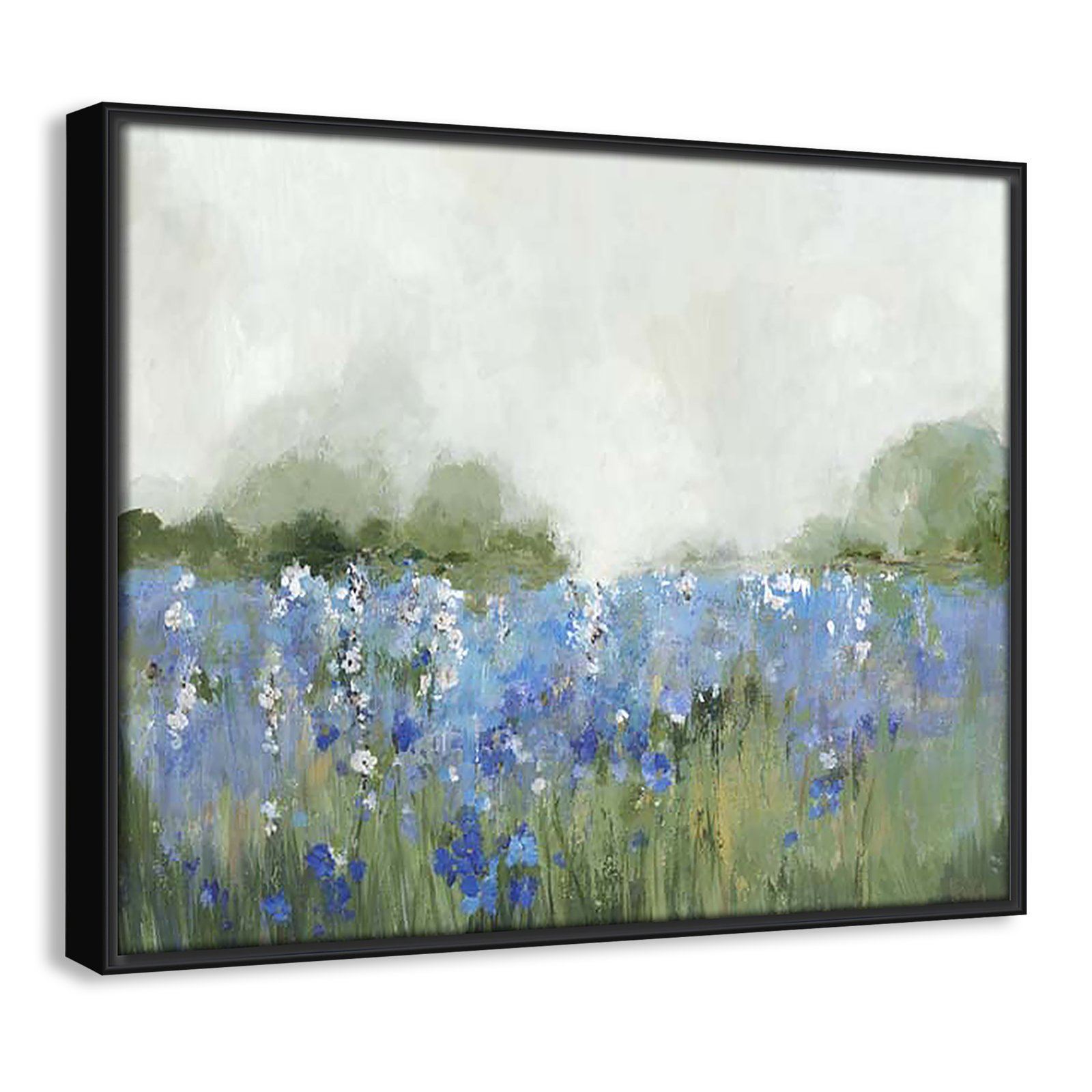 Meadows Bluebels Field "Meadows Bluebells Field" Print, 12.5" H x 15.5" W x 2" D, Black Framed