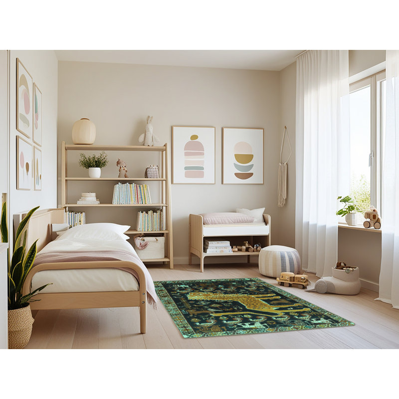 Tapis en chenille / polyester tissé à la machine Mucciolo, Rectangle 4 pi x 6 pi