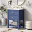 Meuble-lavabo moderne avec lavabo supérieur, 2 tiroirs et tablette ouverte pour un rangement élégant