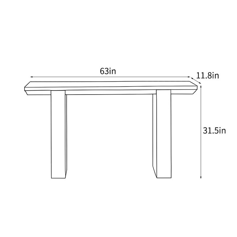 Console simple de style Wabi-sabi, H 31,5 po x l 63 po x P 11,8 po