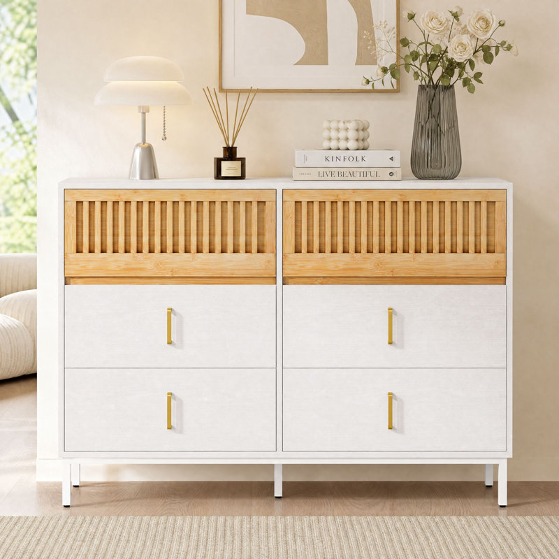 Commode double 6 tiroirs Cejas, Blanc