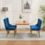 Banc de causeuse double en velours, sièges de cuisine et de salle à manger, banc capitonné à 2 places avec boutons faits à la main, dossier à oreilles, pieds en acier plaqué or, style Mid-Century moderne, paquet simple, bleu-1023220771-1023220782