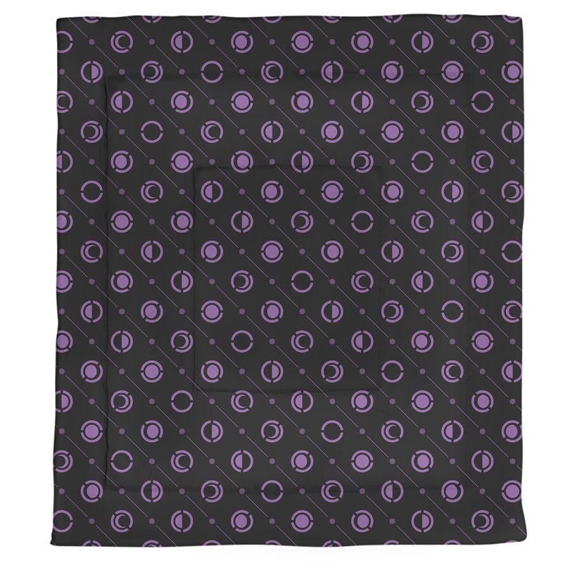 Édredon simple réversible en microfibre à deux couleurs Moon phases, Édredon pour lit simple, Violet/gris anthracite