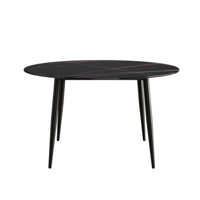 Table ronde de 30,25 po de hauteur avec table tournante en pierre frittée imperméable de 23,62 po