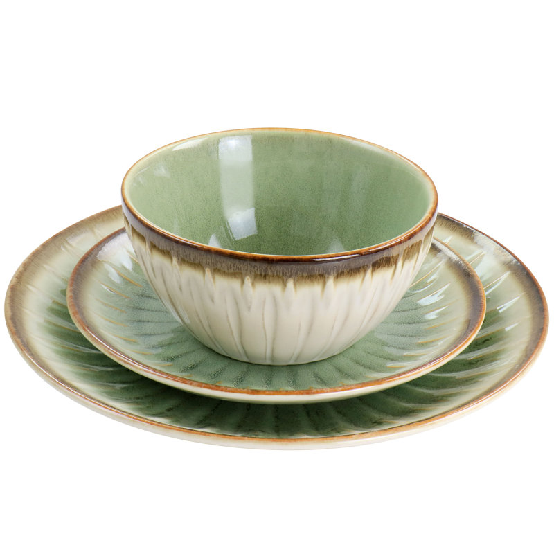 Mayfair Bay 12 Piece Dinnerware Set, Service for 4, Green