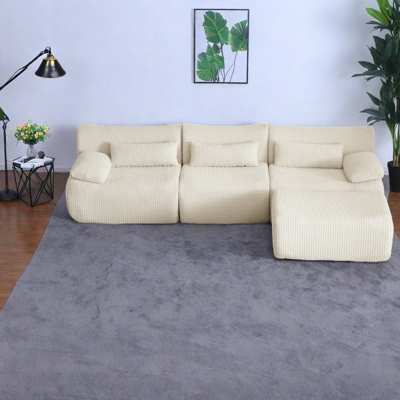 Spacious Modular Sofas, Durable Corduroy, Modern Style For Living Room