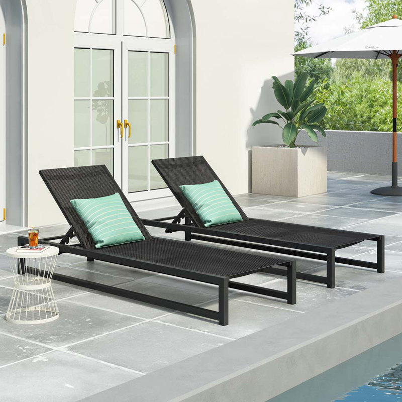 Chaise longue d'extérieur en aluminium Quinn, Blanc