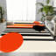 Tapis à motif géométrique abstrait, moderne, moderne, noir, orange, blanc, doux et durable, tapis antidérapant lavable à la machine et antidérapant-132842236