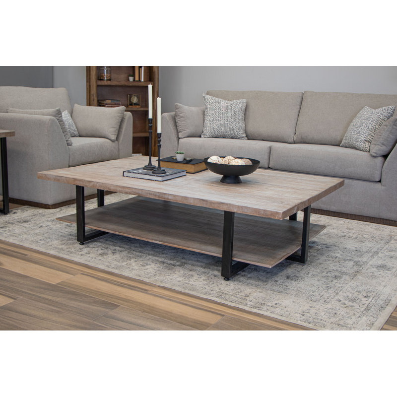 Table basse Jaciya avec base en fer, H 18 po x L 67 po x l 43 po