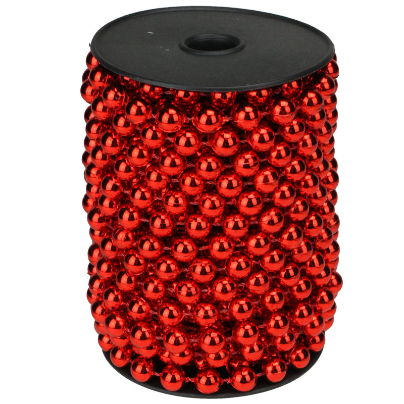 Guirlande de Noël perlée artificielle, H 0,4 po x L 396 po x p 0,4 po, Rouge