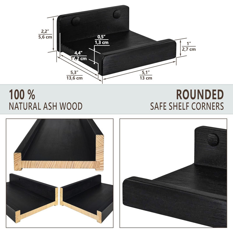 Ravita 4 Piece Floating Shelf, Black