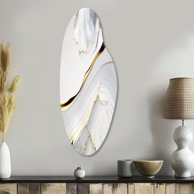 Sinclare Abstract Geode Waves Grey IV - Abstract Asymmetrical Metal Wall Decor, Grey Curved Metal Art Print