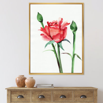 «Red Rose With Buds», reproduction sur toile