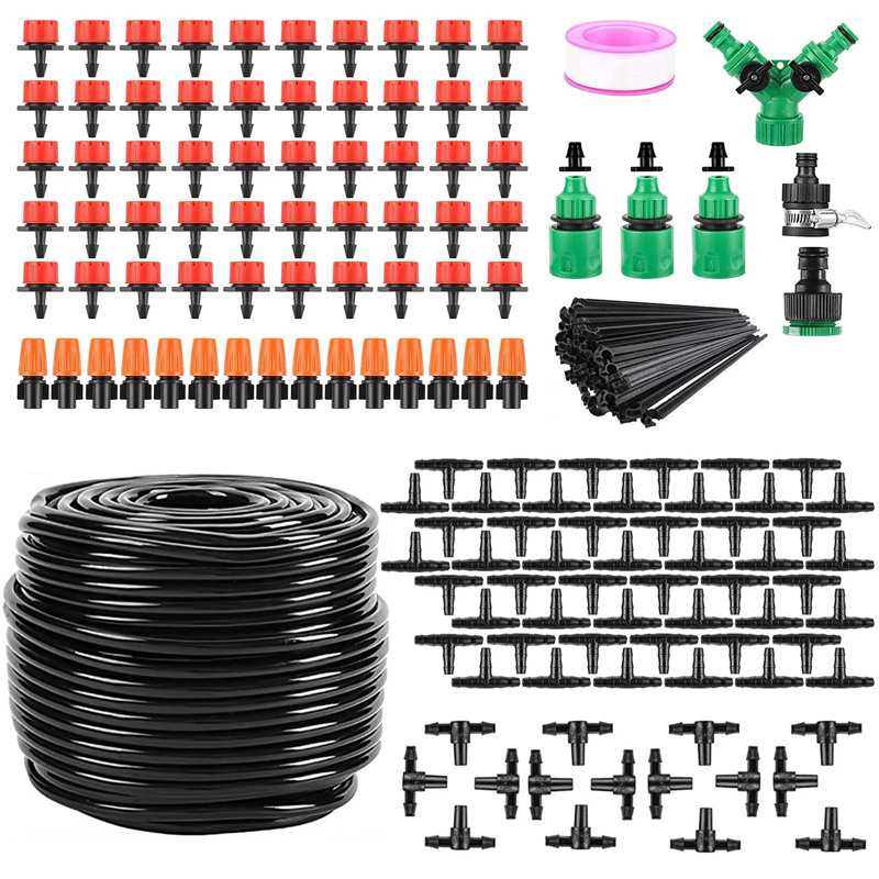 164ft Drip Irrigation Kit, Automatic Garden Watering System With 65pcs Nozzles & Hose Connectors, Misting Cooling Kit For Greenhouse, Flower Bed, Patio, Lawn, Agriculture