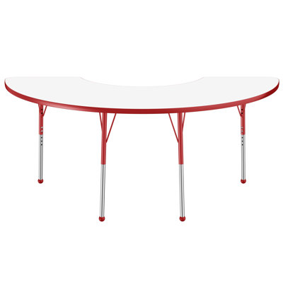 Half Moon Dry-Erase Activity Table with Adjustable Legs - White