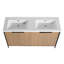 Meuble-lavabo autoportant de 60 po avec double lavabo en résine et 4 portes d'armoire à fermeture en douceur
