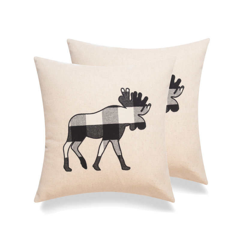 Coussin en lin Patchwork, Patchwork / noir