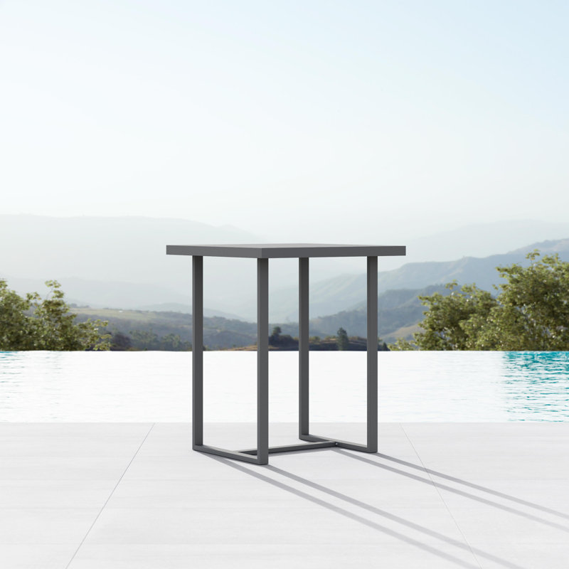 Pavia Power Coated Aluminum Bar Table, Matte Charcoal, 35.23" W x 35.23" L x  42.13" H