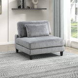 Loowit Katara 40.0"W Modern Corduroy Modular Armless Chair – Upholstered Lounge Chair with Reversible Cushions & Matching Pillow
