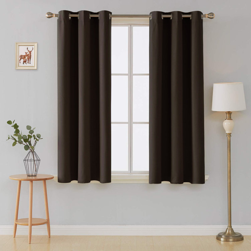 Jeffro Pair Eyelet Blackout Curtains, Brown, 116.84cm Width x 182.88cm Drop