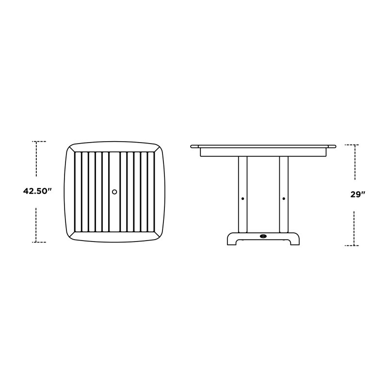 POLYWOOD Nautical Dining Table, 29" H x 42.5" L x 42.5" W, Slate