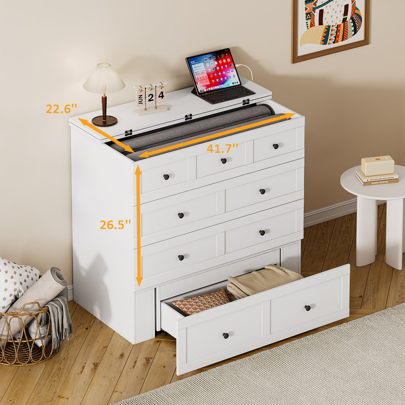 Twin Size Murphy Bed With Storage And Built-in Charger, Twin