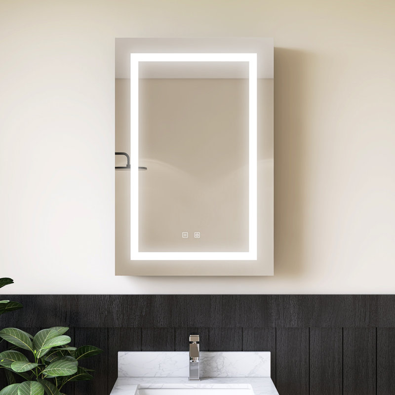 Pharmacie à fixation en surface 24 po x 36 po avec miroir et désembueur Medunjess