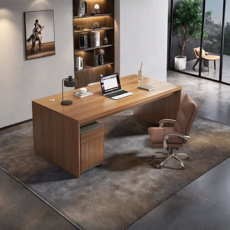 Bureau simple en bois massif avec combinaison d'armoires, H 29,53 po x l 55,12 po x P 29,53 po