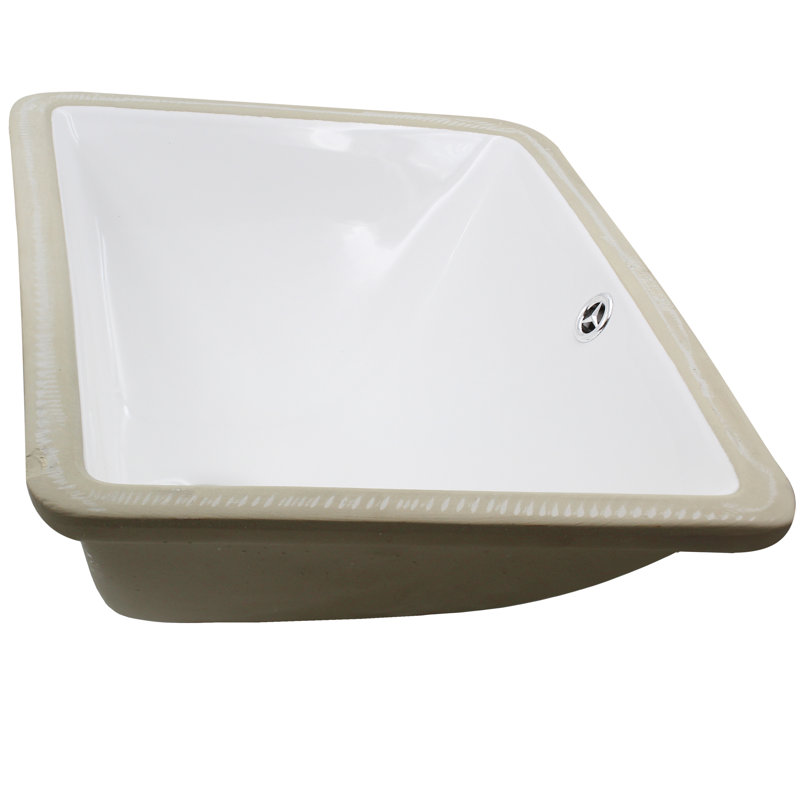 Rectangular White Ceramic Undermount Bathroom Sink