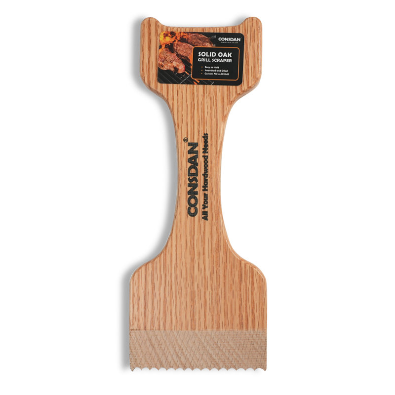 Grattoir à grillage en chêne massif CONDAN, H 12,5 po x l 4,75 po x P 0,75 po