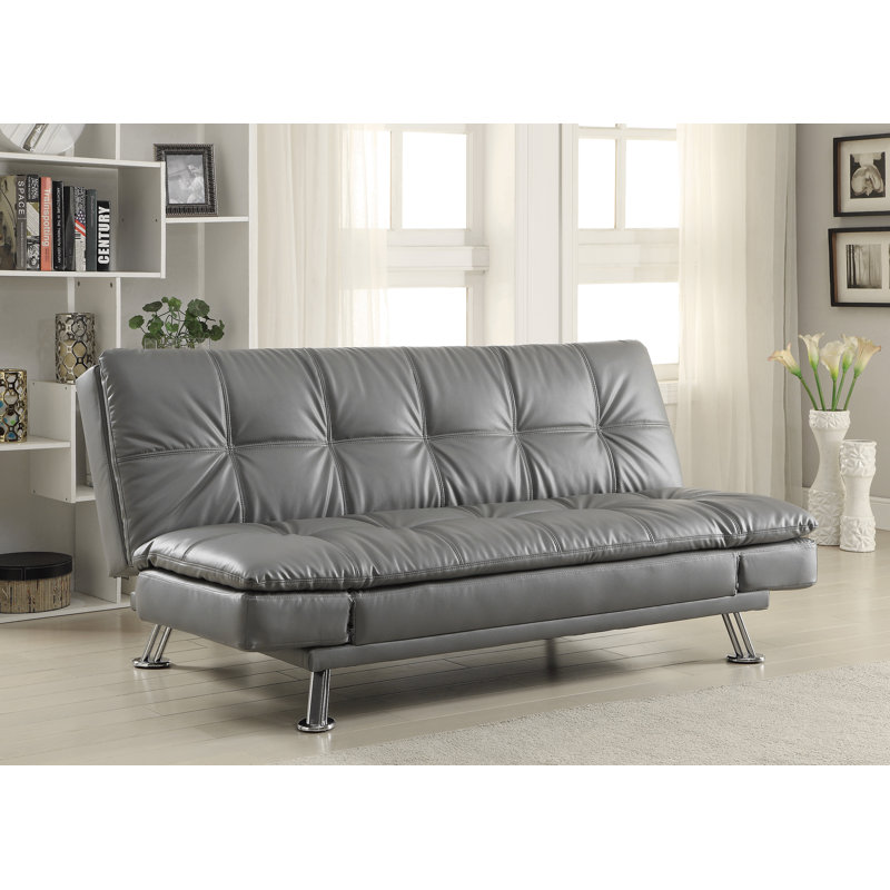 73'' Upholstered Sofa, 17.5" H x 73" W x 46" D, Gray Faux Leather