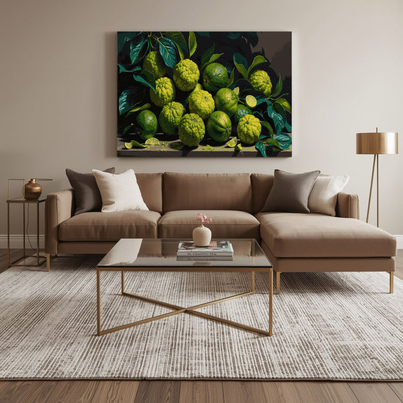 Art mural sur toile vert kafir aux fruits, H 16 po x l 20 po