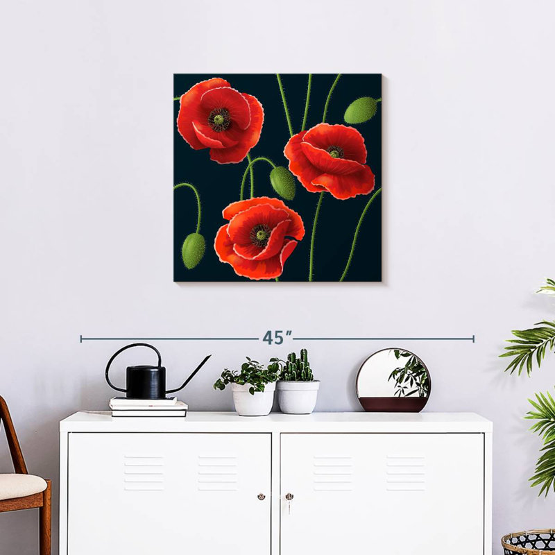 Trio de coquelicots rouges Arney, H 24 po x l 24 po