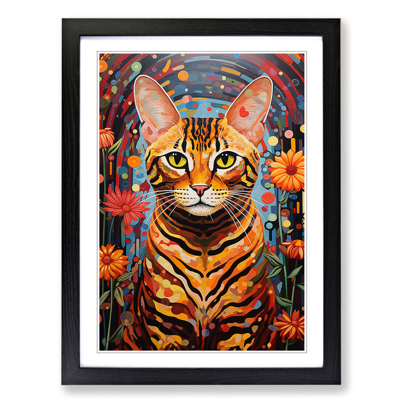 Bengal Cat Modern Art - Framed Print, Black Framed, 34cm H x 25cm W x 2cm D