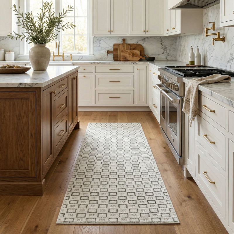 Rug Branch Vector 2' x 10' (2'2" x 10') Cream/Beige Geometric Indoor Runner Rug, Contemporary, Low Pile, Stain-Resistant Hallway Carpet - Entryway, Mudroom, Bedroom, and Kitchen