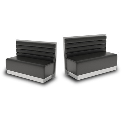 Industrial Style Cafe Restaurant Black Benches Faux Leather Upholstered Bench