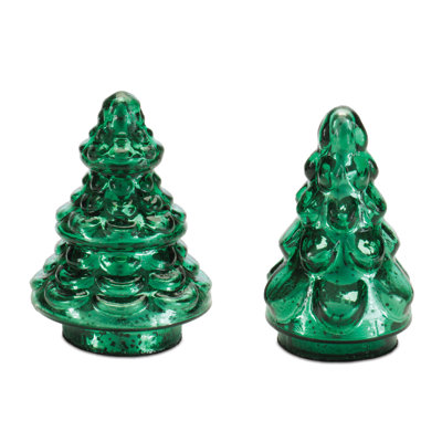 Arbre de Noël en verre mercurisé (ensemble de 2)