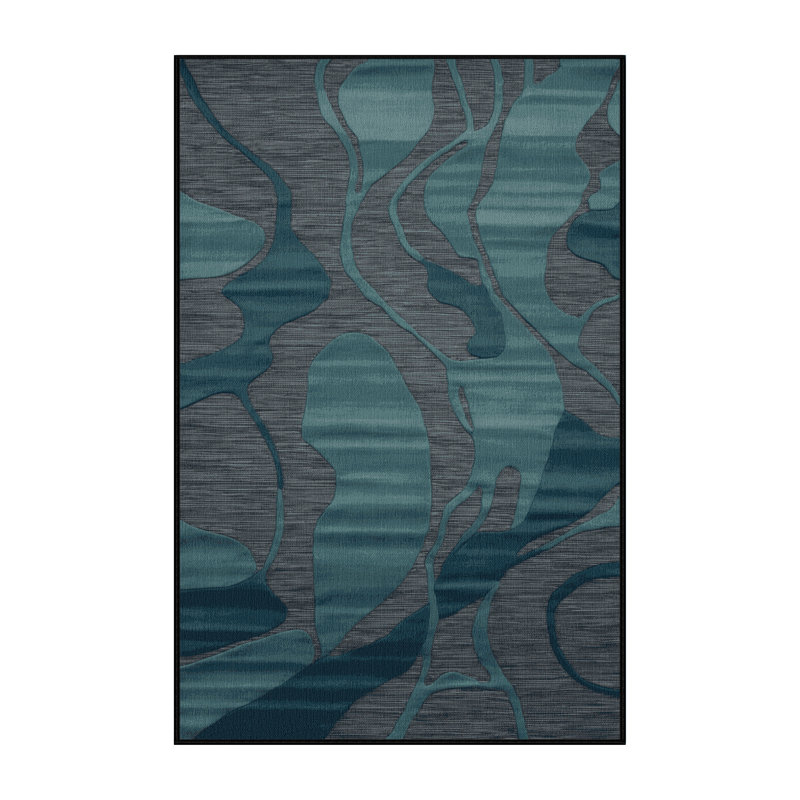 Tapis abstrait gris lavable à la machine, Rectangle 8 pi x 12 pi