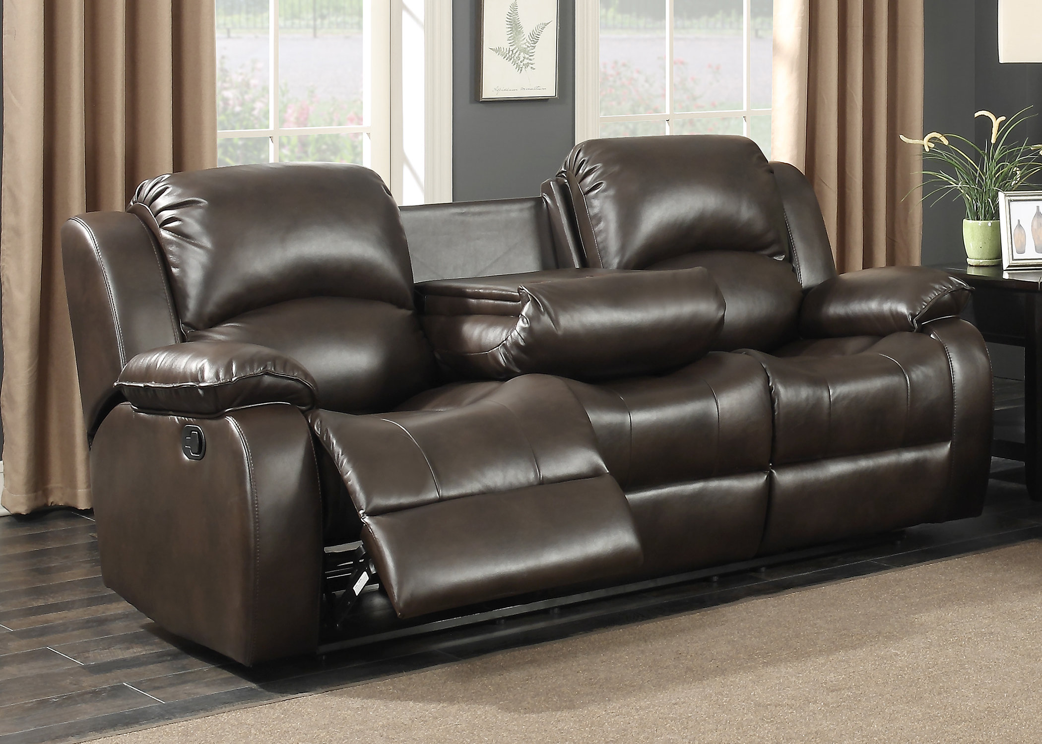 Red Barrel Studio® Rahn 85" Faux Leather Pillow Top Arm Reclining Sofa ...