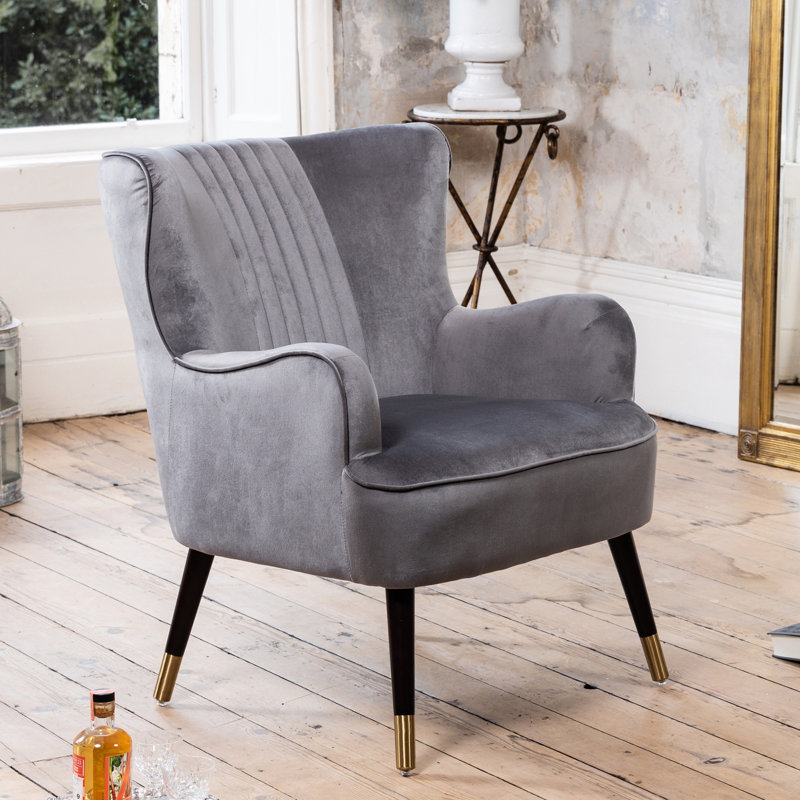Dawe Velvet Wingback Chair, Grey