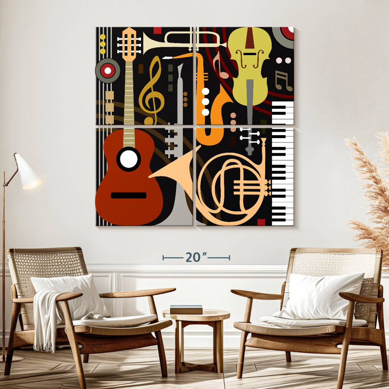 Abarca, instruments de musique abstraits, H 57 po x l 57 po