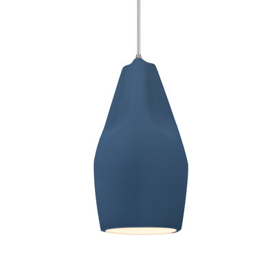Radiance - grand luminaire suspendu 1 lumière Crease - ciel de minuit - chrome poli - ampoule remplaçable - cordon blanc