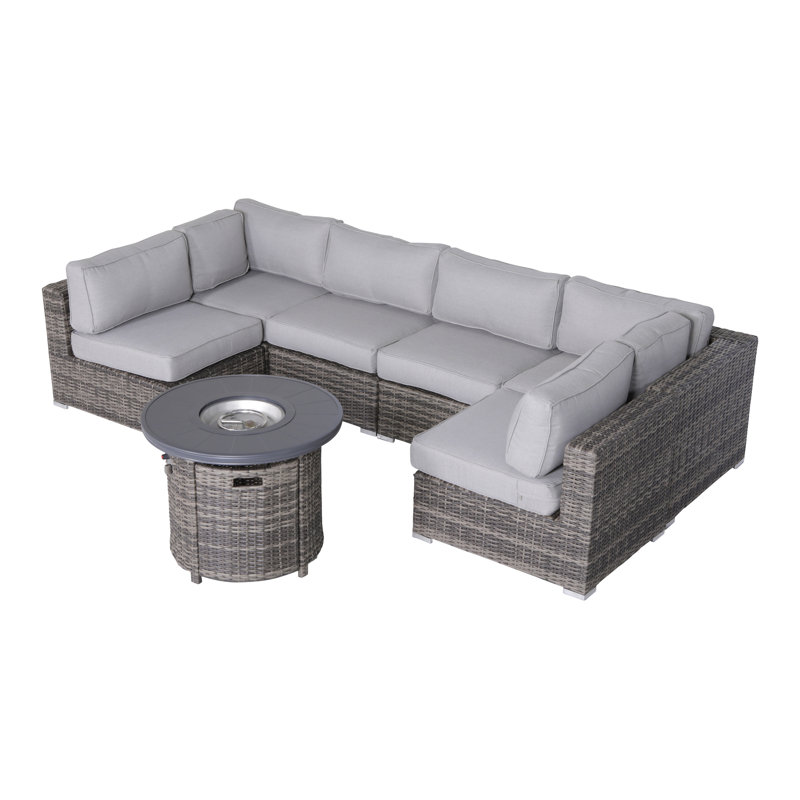 Ensemble de conversation modulaire 7 pièces avec coussins Satoya Grey