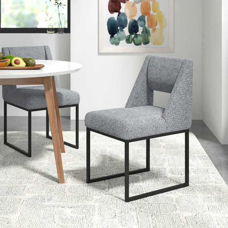 18.2'' H Upholstered Side Chair, Grey Boucle Fabric