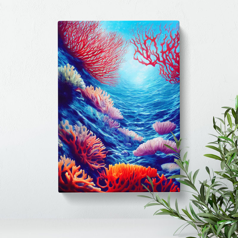 XV1022-1556X Colourful Coral Reef No.2 - Print, Wrapped Canvas, 50cm H x 35cm W x 3cm D, No Matte